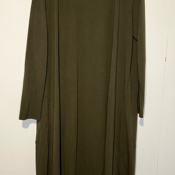 Zenana Premium Long Sleeve Olive Open Cardigan Sweater V2 53025 - Picture 2 of 5